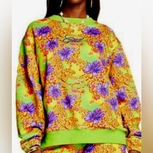 I.AM.GIA Vibrant Green and Purple Floral Hoodie